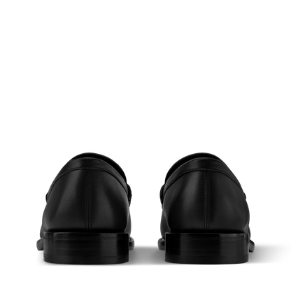 LOUIS VUITTON || Hockenheim Monogram-Trimmed Grained Leather Black Loafers