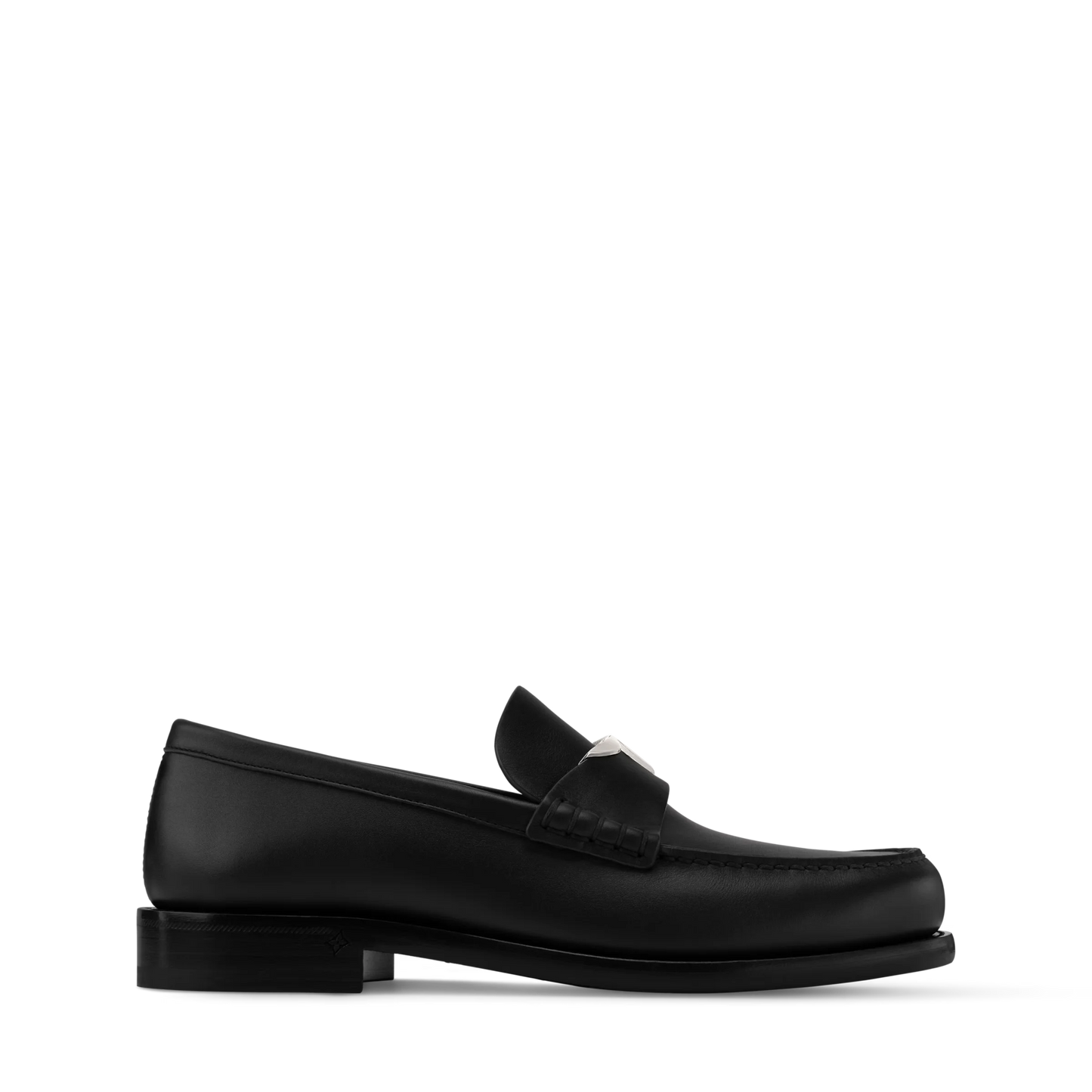LOUIS VUITTON || Hockenheim Monogram-Trimmed Grained Leather Black Loafers