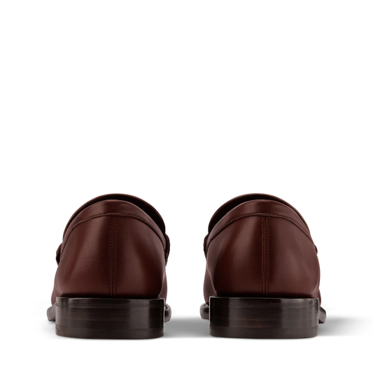 LOUIS VUITTON || Hockenheim Monogram-Trimmed Grained Leather Brown Loafers