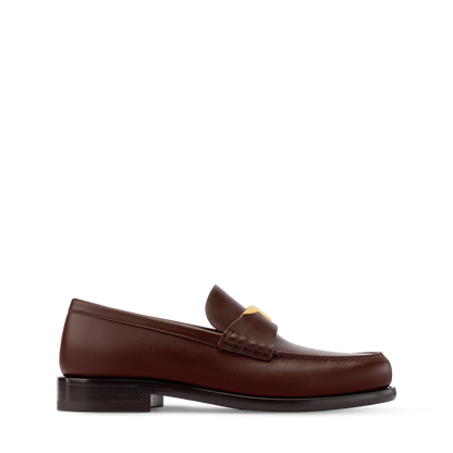 LOUIS VUITTON || Hockenheim Monogram-Trimmed Grained Leather Brown Loafers