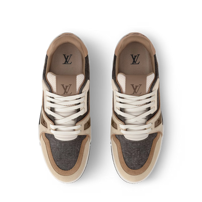LOUIS VUITTON || Two-Tone LV Trainer Sneaker with Signature Monogram Details