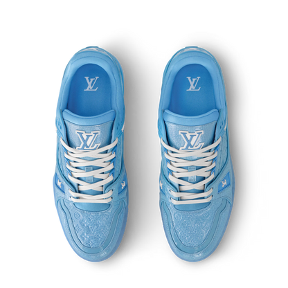 LOUIS VUITTON || Sky Blue LV Trainer: A Monogram Masterpiece