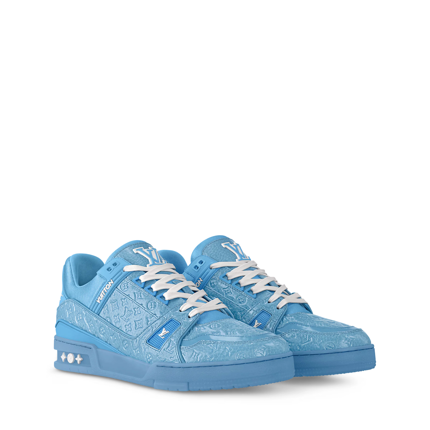 LOUIS VUITTON || Sky Blue LV Trainer: A Monogram Masterpiece
