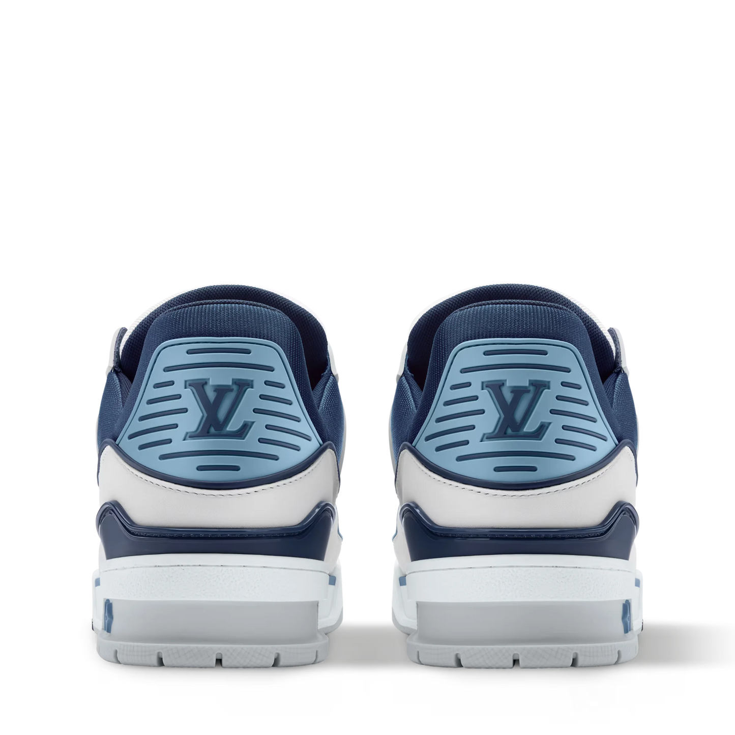 LOUIS VUITTON || LV Trainer Sneaker – White and Marine Blue Calf Leather