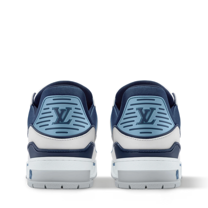 LOUIS VUITTON || LV Trainer Sneaker – White and Marine Blue Calf Leather