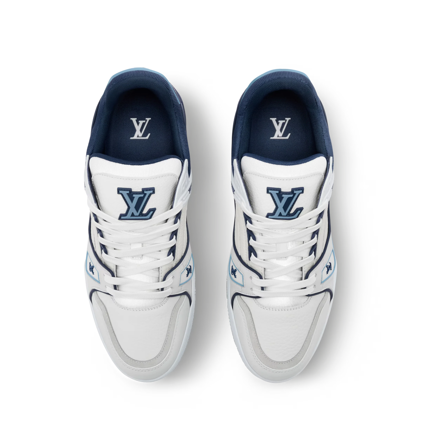 LOUIS VUITTON || LV Trainer Sneaker – White and Marine Blue Calf Leather