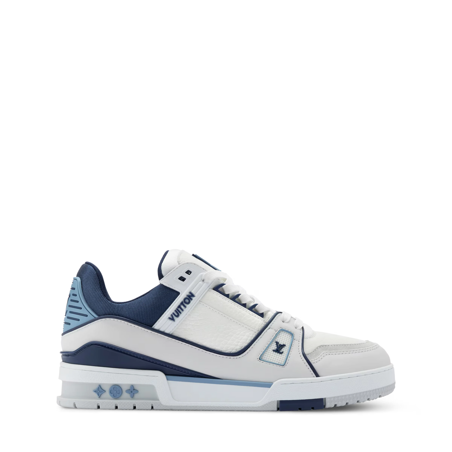 LOUIS VUITTON || LV Trainer Sneaker – White and Marine Blue Calf Leather