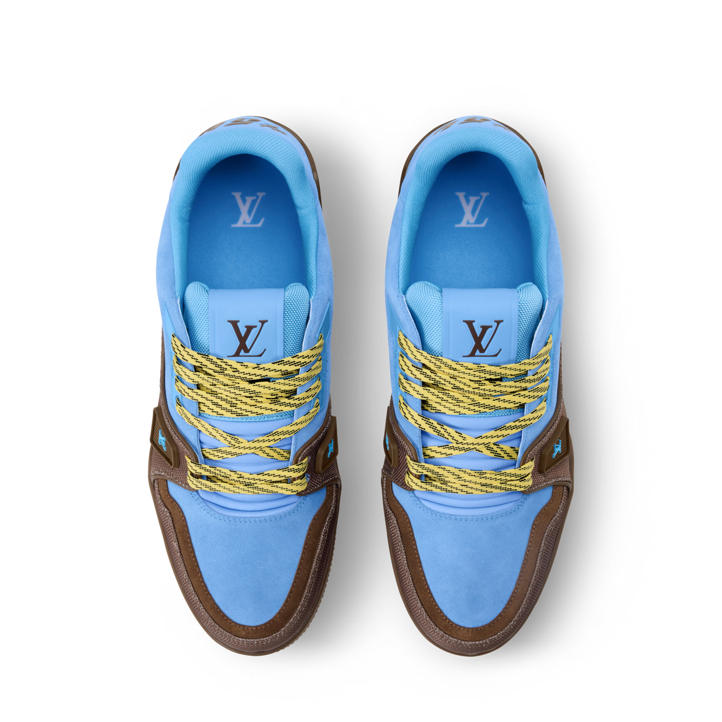 LOUIS VUITTON || LV Trainer Sneaker – Light Blue & Mocha Brown Suede