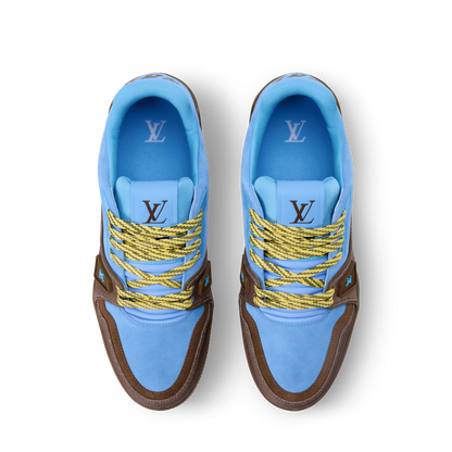 LOUIS VUITTON || LV Trainer Sneaker – Light Blue & Mocha Brown Suede