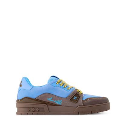 LOUIS VUITTON || LV Trainer Sneaker – Light Blue & Mocha Brown Suede