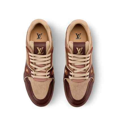 LOUIS VUITTON || LV Trainer Sneaker - Burgundy and Beige Technical Mesh