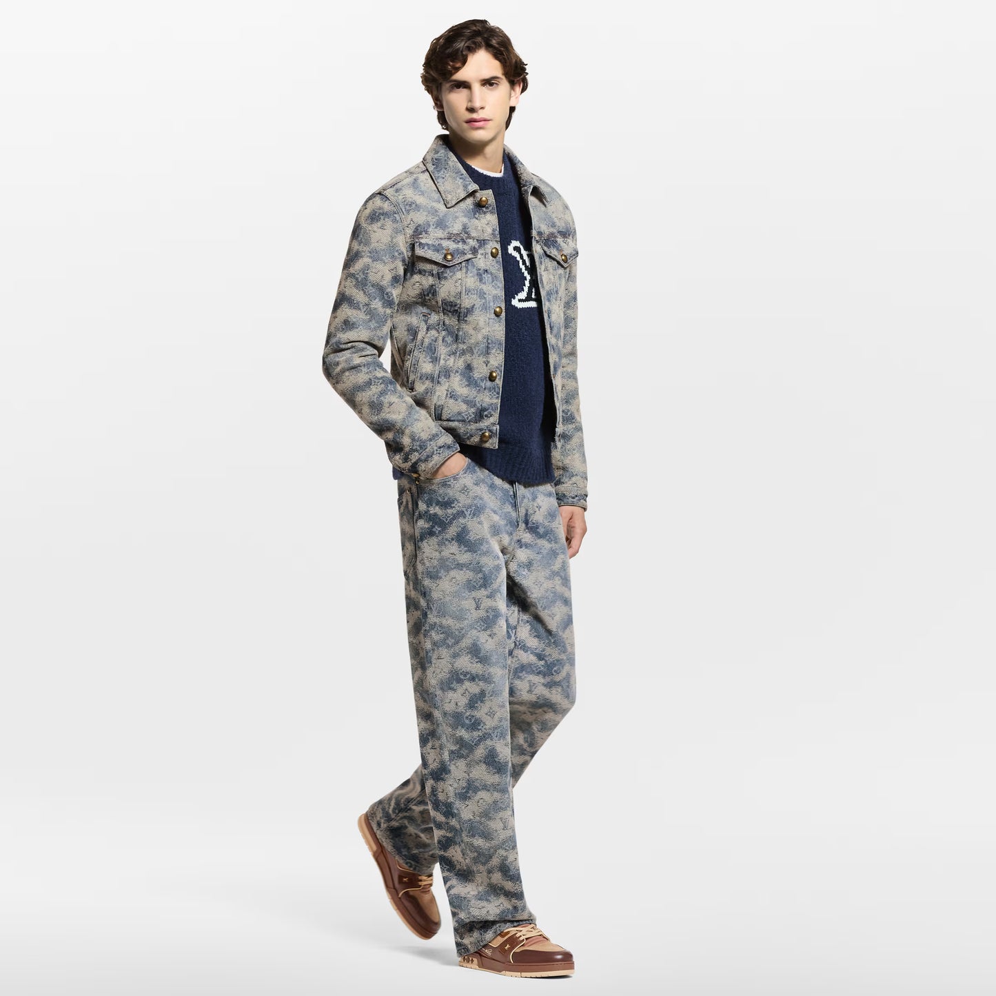 LOUIS VUITTON || LV Trainer Sneaker - Burgundy and Beige Technical Mesh