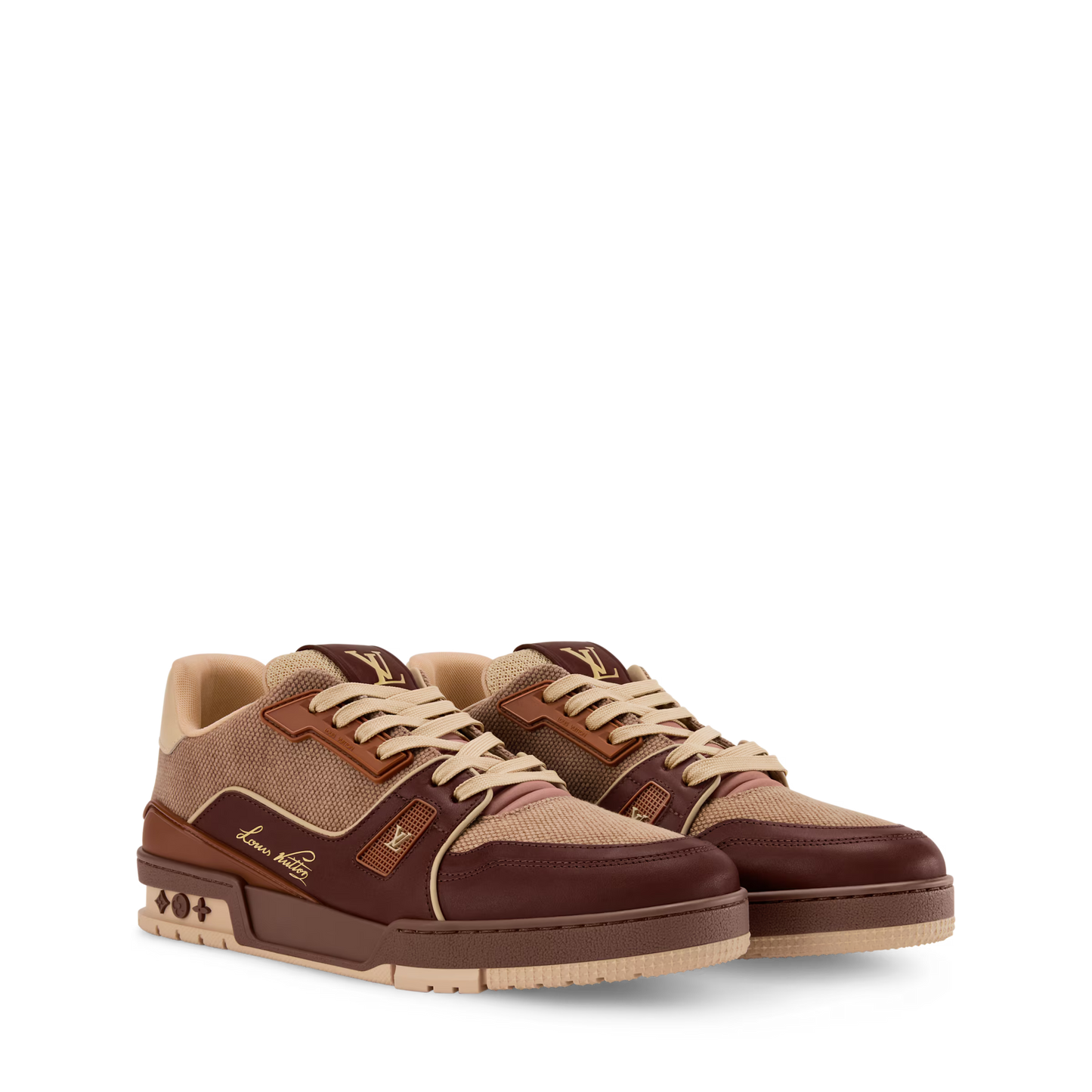 LOUIS VUITTON || LV Trainer Sneaker - Burgundy and Beige Technical Mesh