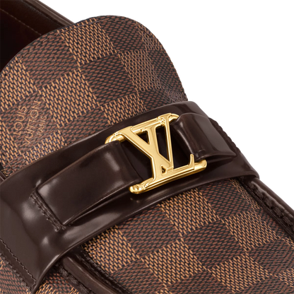LOUIS VUITTON || Men's Damier Ebene Leather Loafers (Brown/Black)