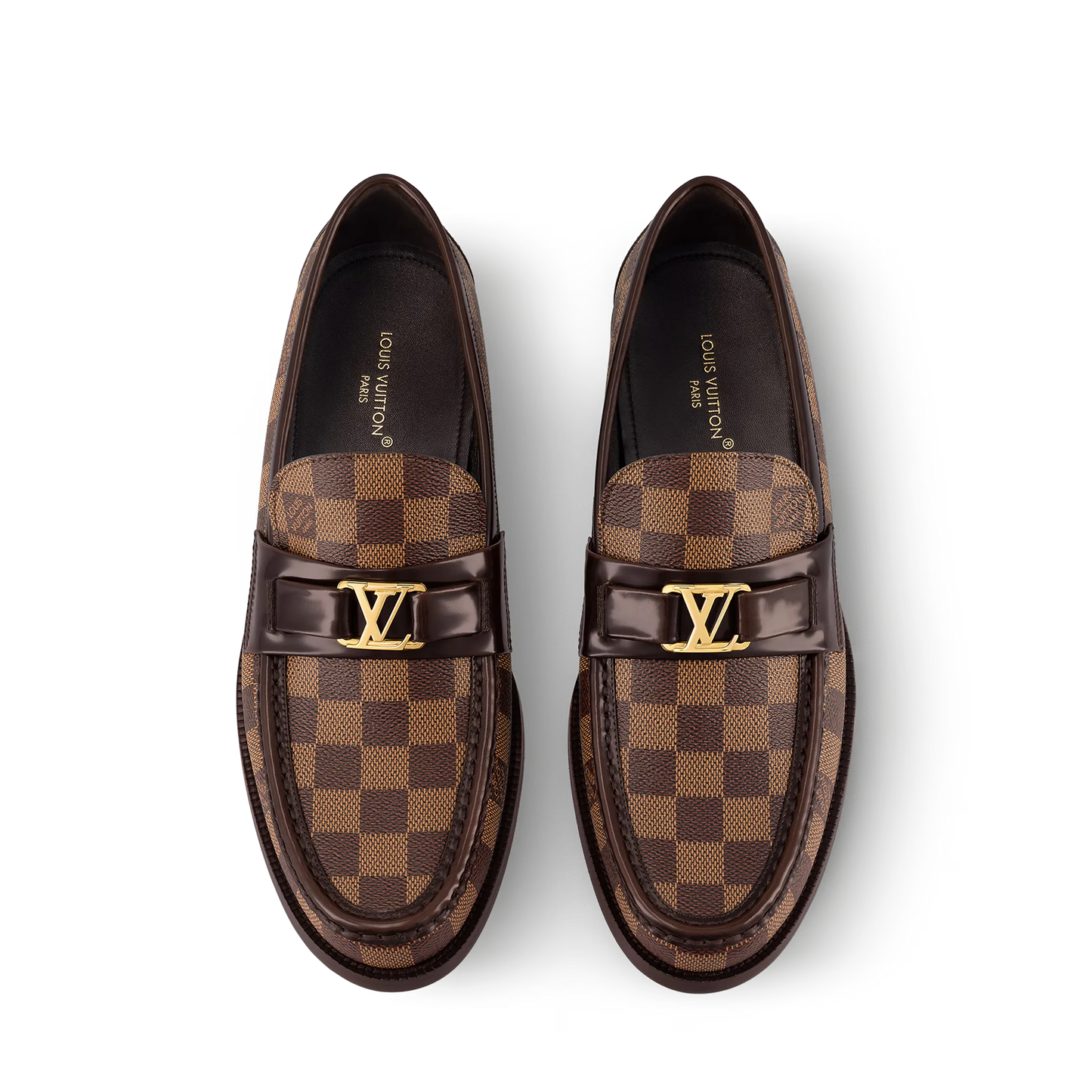 LOUIS VUITTON || Men's Damier Ebene Leather Loafers (Brown/Black)