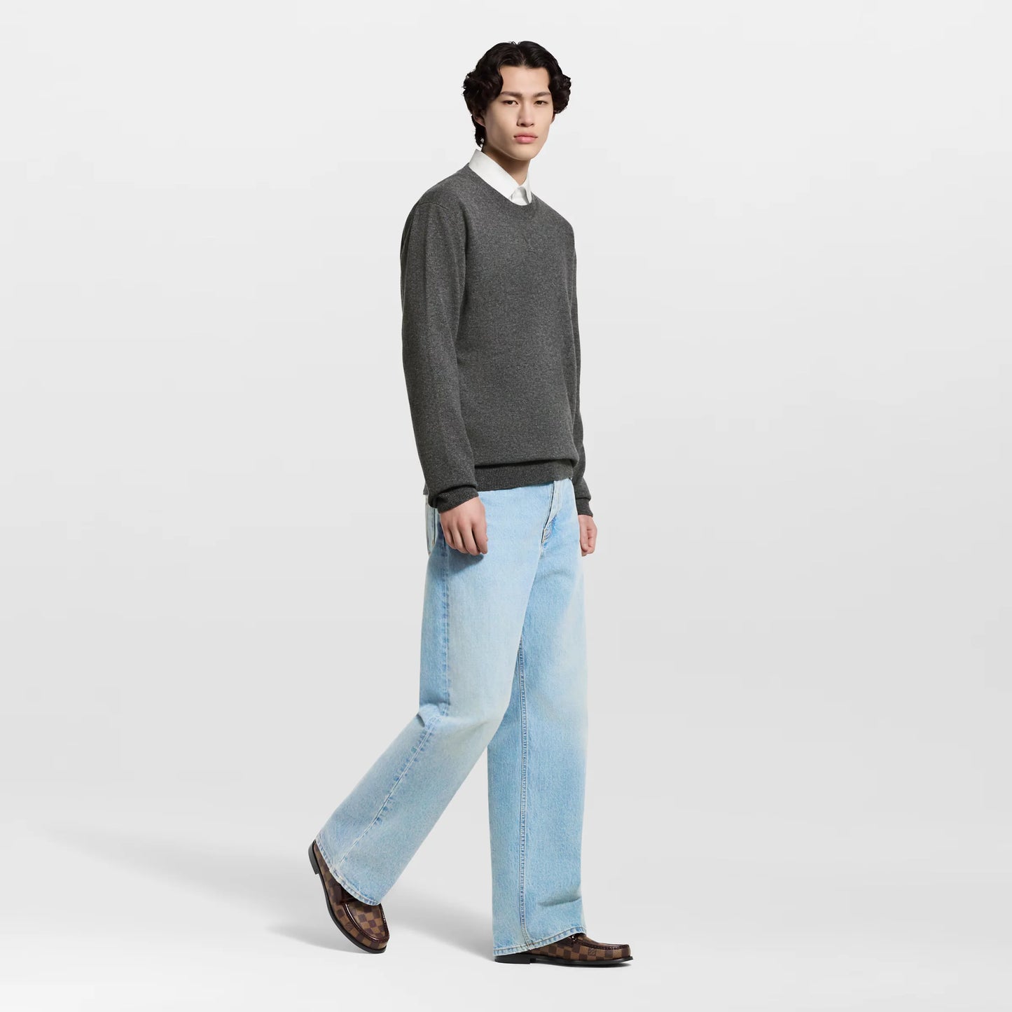 LOUIS VUITTON || Men's Damier Ebene Leather Loafers (Brown/Black)