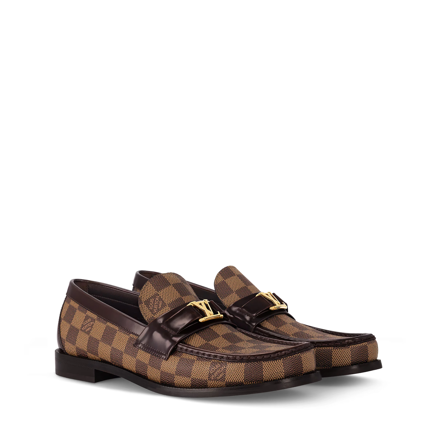 LOUIS VUITTON || Men's Damier Ebene Leather Loafers (Brown/Black)