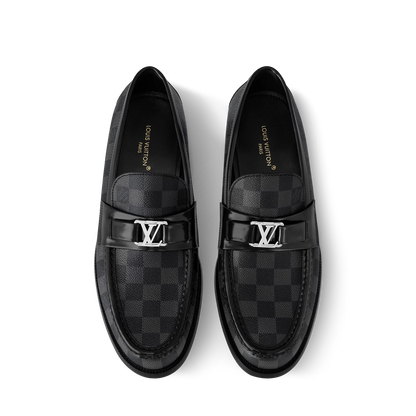 LOUIS VUITTON || Men's Damier Ebene Leather Loafers (Brown/Black)