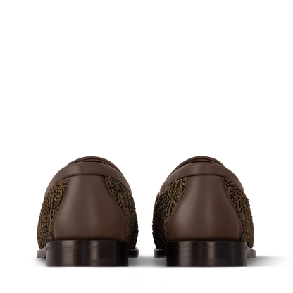 LOUIS VUITTON || Damier Graphite Knit Loafer with Gold LV Initial Ornament