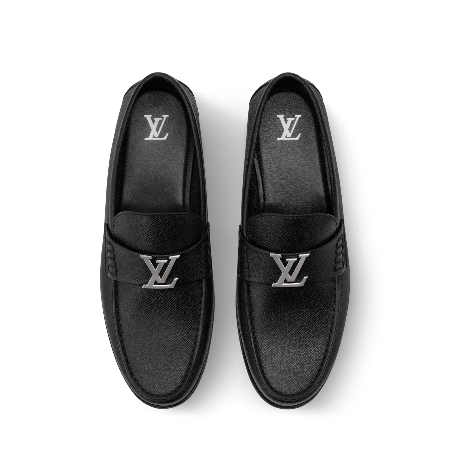 LOUIS VUTTON || Major Loafer in Grained Calf Leather with Silver LV Initials