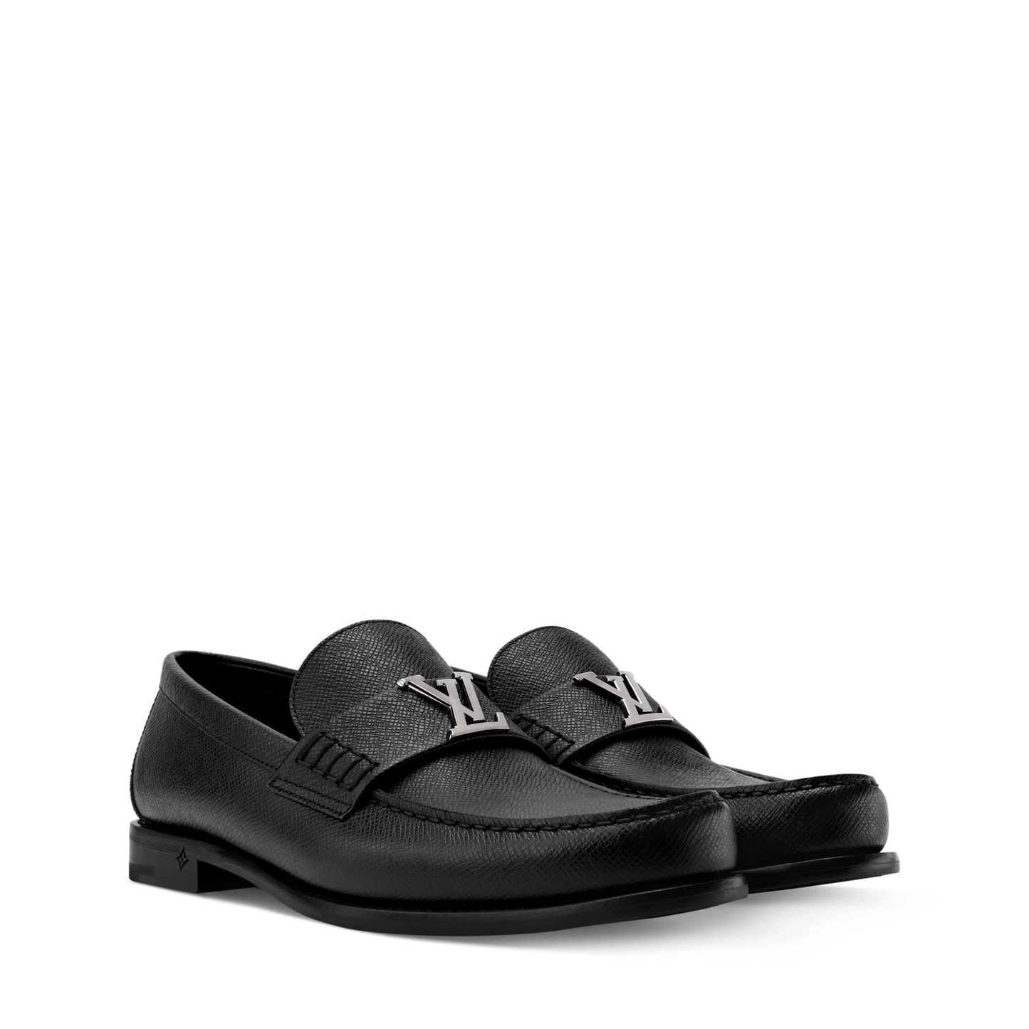 LOUIS VUTTON || Major Loafer in Grained Calf Leather with Silver LV Initials