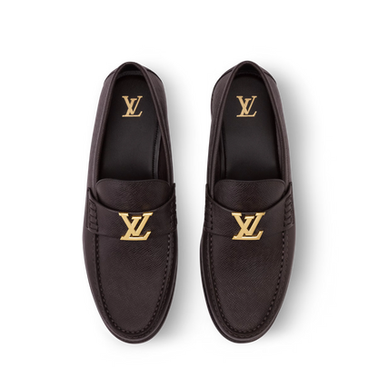 LOUIS VUITTON || Executive Leather Loafer with Gold LV Logo