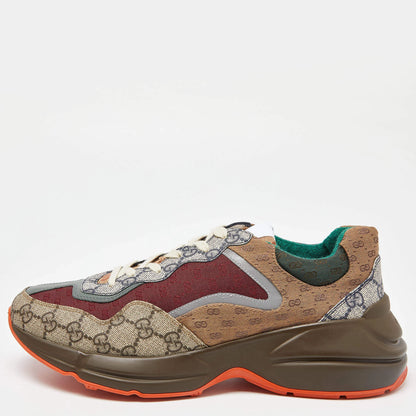 GUCCI || Multicolor GG Supreme Canvas and Leather Rhyton Sneakers