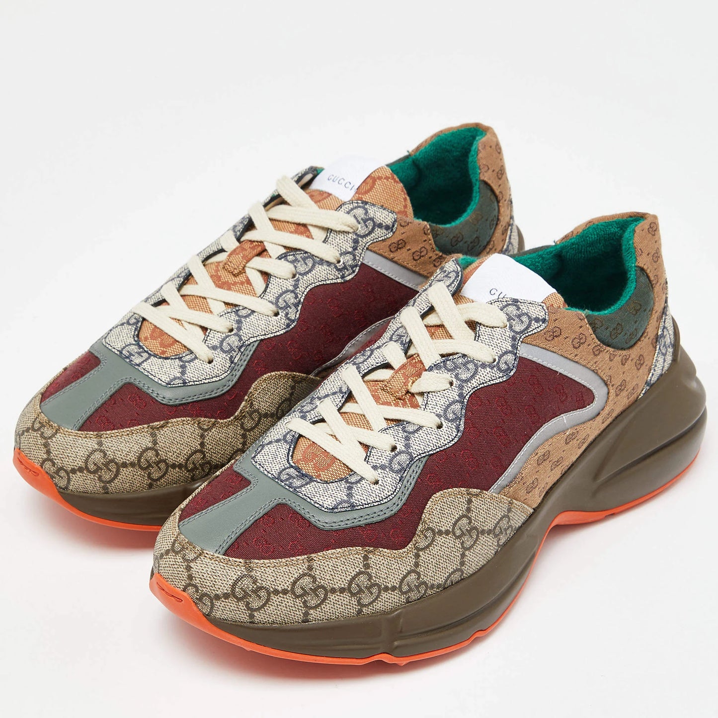 GUCCI || Multicolor GG Supreme Canvas and Leather Rhyton Sneakers