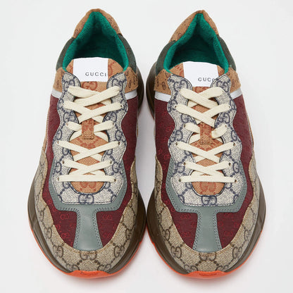 GUCCI || Multicolor GG Supreme Canvas and Leather Rhyton Sneakers