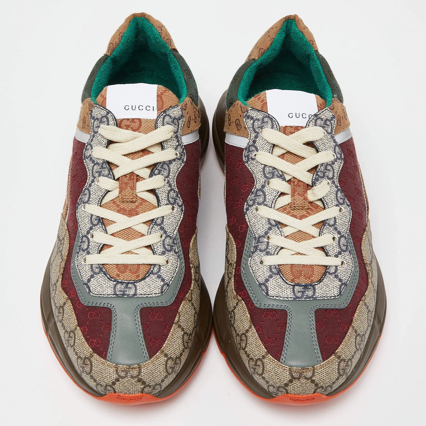 GUCCI || Multicolor GG Supreme Canvas and Leather Rhyton Sneakers