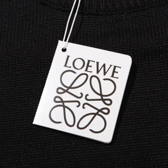 LOEWE || Anagram-knit Round-Neck Wool Pullover In Black Multicolour