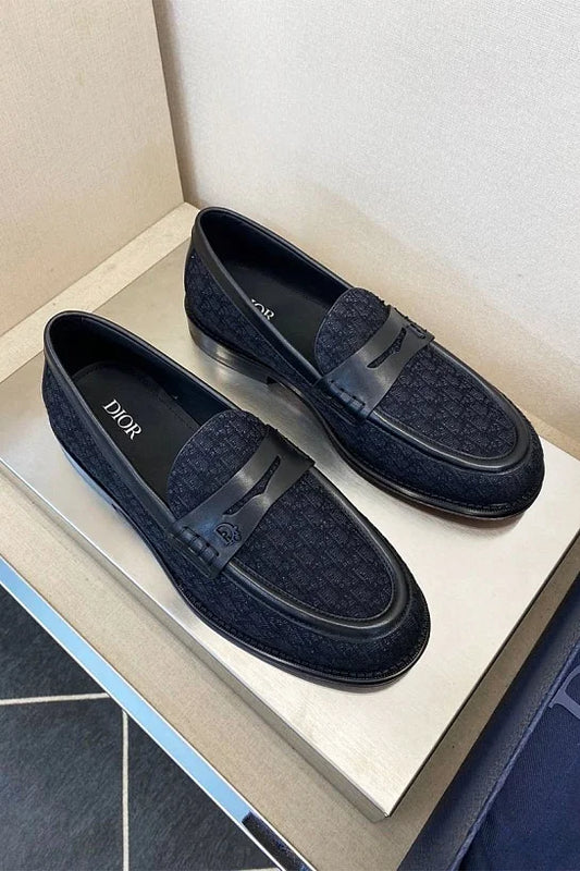 CHRISTIAN DIOR || Granville Men's Loafer in Black Oblique Jacquard and Leather