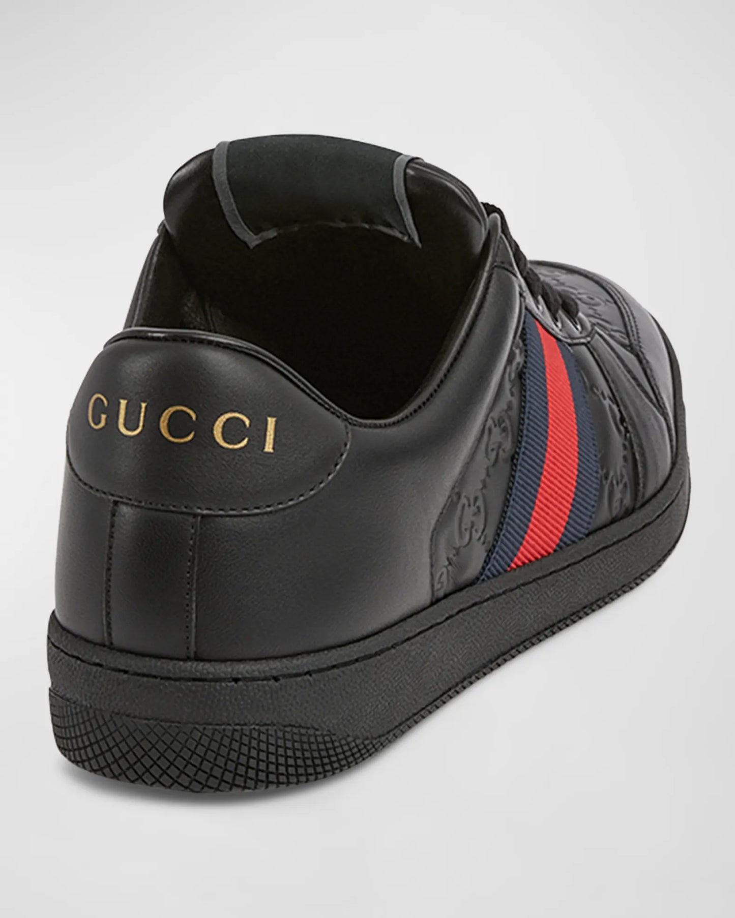 GUCCI || Mac80 Leather and Mesh Sneakers with Interlocking G Motif - FASHION MYST