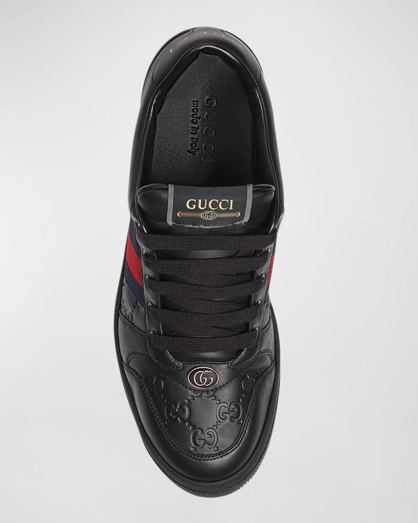 GUCCI || Mac80 Leather and Mesh Sneakers with Interlocking G Motif - FASHION MYST