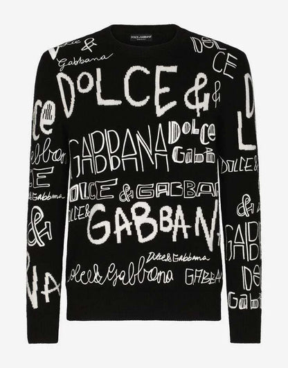 DOLCE & GABBANA  || All Over Intarsia Knit Wool Sweater