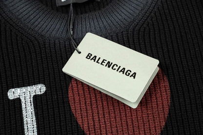 BALENCIAGA || Men's Black I Love Paris & Pullover Large Fit