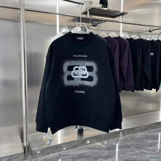 BALENCIAGA || Pixeled BB Logo Fleece Sweatshirt