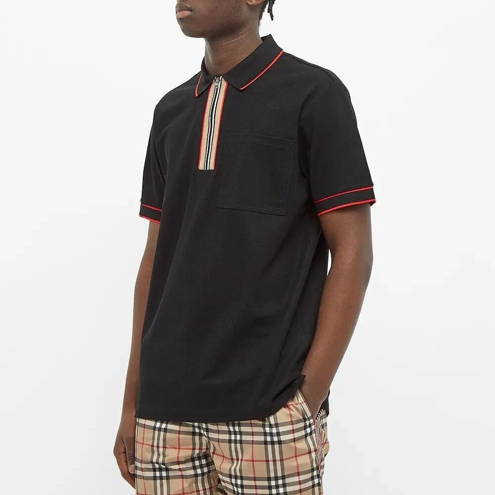 BURBERRY || Icon Stripe Zipped Polo T-Shirt - FASHION MYST 