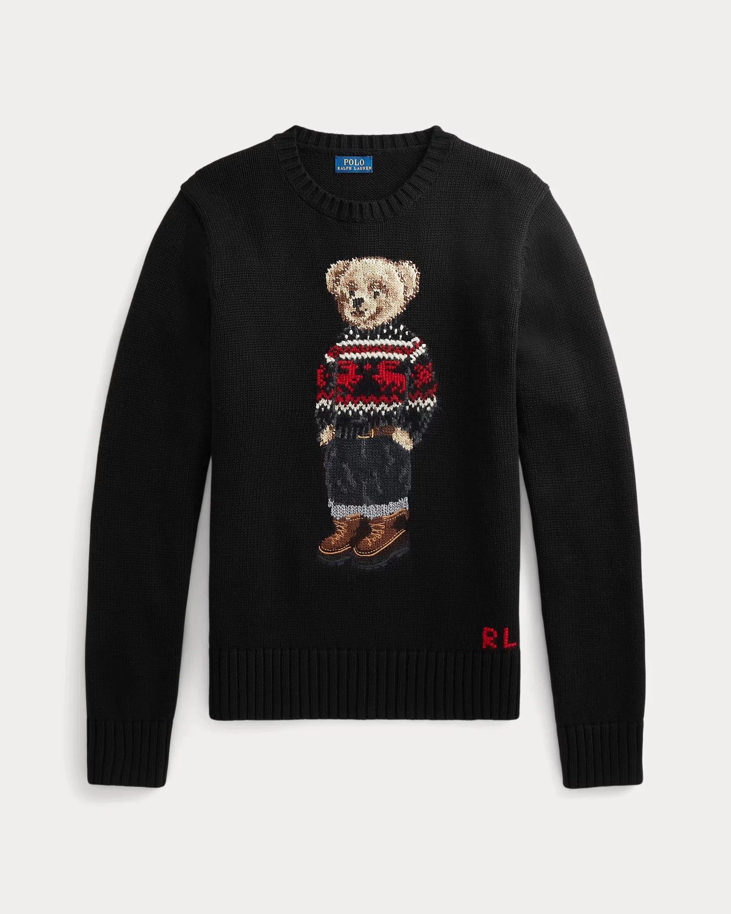 POLO RALPH LAUREN || Fair Isle Polo Bear Cotton Jumper For Women / Black