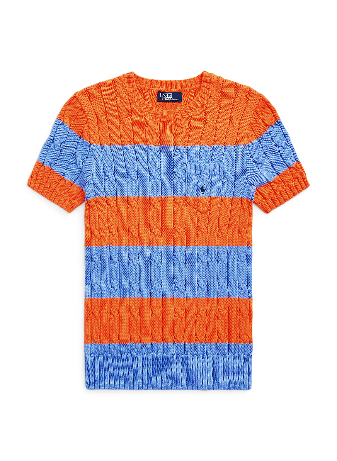 POLO RALPH LAUREN || Striped Cable Knit Short Sleeve Jumper / Orange - FASHION MYST 