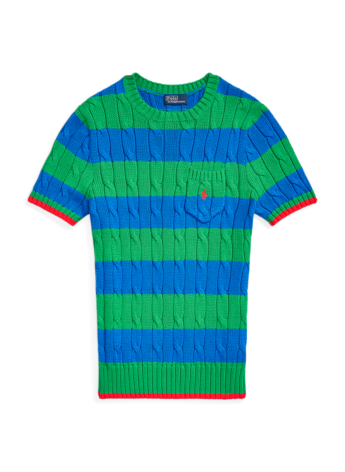 POLO RALPH LAUREN || Striped Cable Cotton Short Sleeve / Green - FASHION MYST 