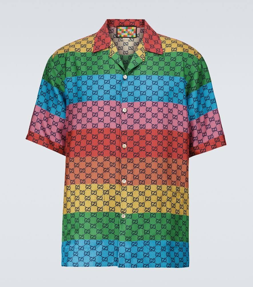 GUCCI || Men,GG Multicolor Silk Twill Shirt - FASHION MYST 