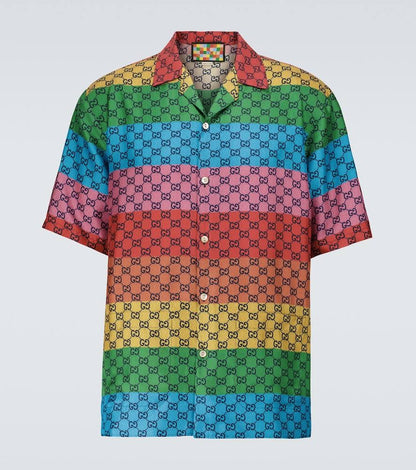 GUCCI || Men,GG Multicolor Silk Twill Shirt - FASHION MYST 