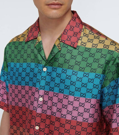 GUCCI || Men,GG Multicolor Silk Twill Shirt - FASHION MYST 