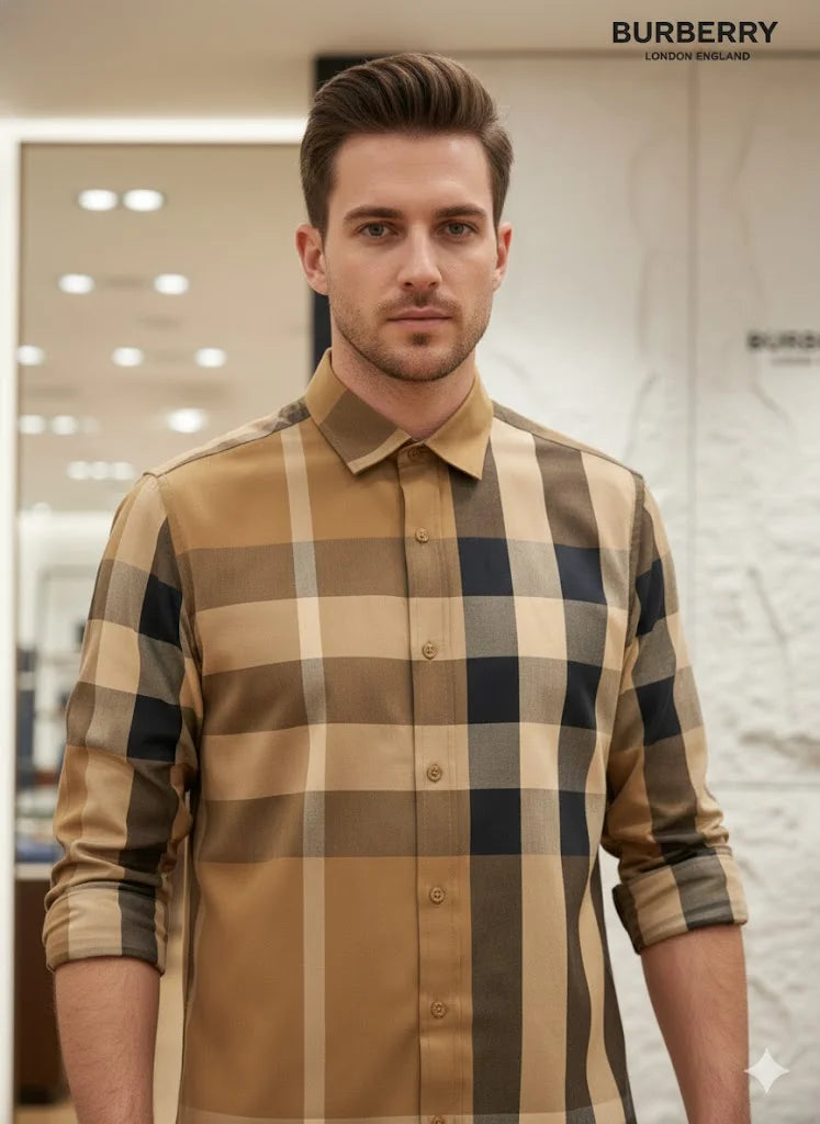 BURBERRY || Signature Giant Check Cotton Poplin Shirt in Archive Beige