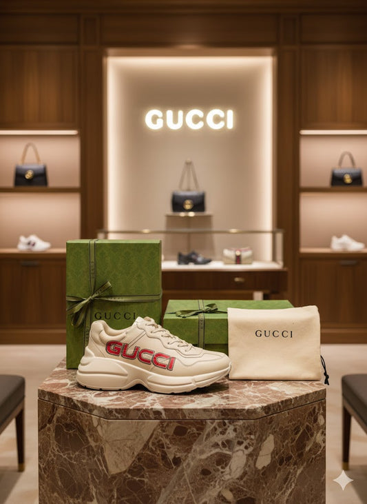 GUCCI || Mac80 Leather and Mesh Sneakers with Interlocking G Motif - FASHION MYST