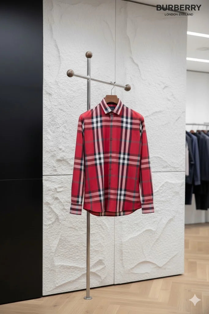 BURBERRY LONDON ||  Men’s Button-Down Shirt – Plaid Check – Slim Fit