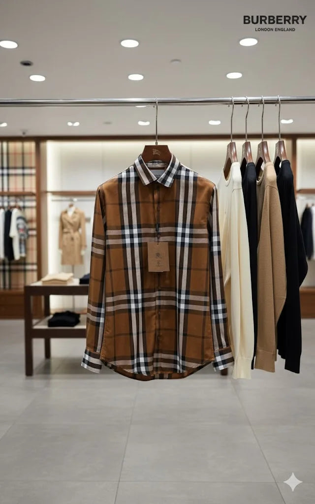 BURBERRY LONDON ||  Men’s Button-Down Shirt – Plaid Check – Slim Fit