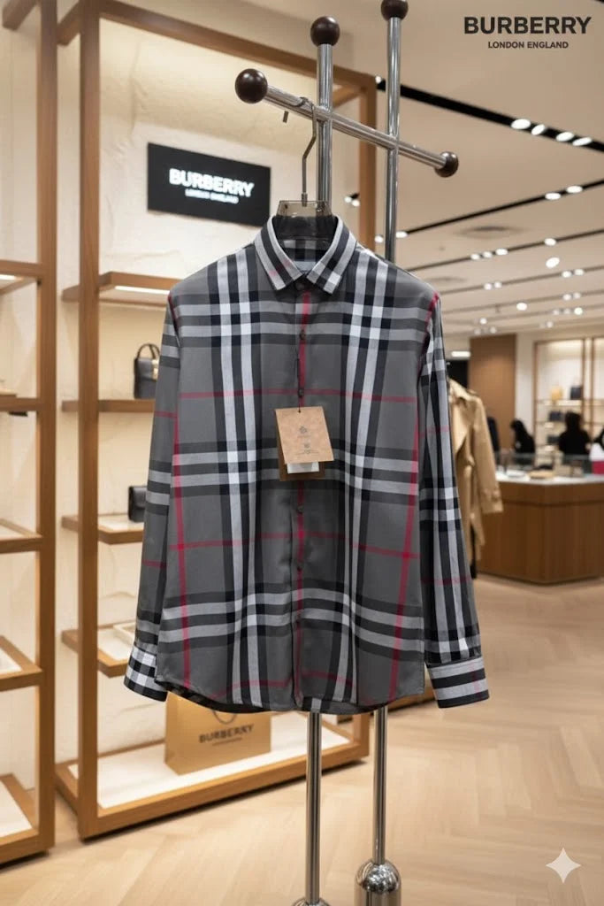 BURBERRY LONDON ||  Men’s Button-Down Shirt – Plaid Check – Slim Fit