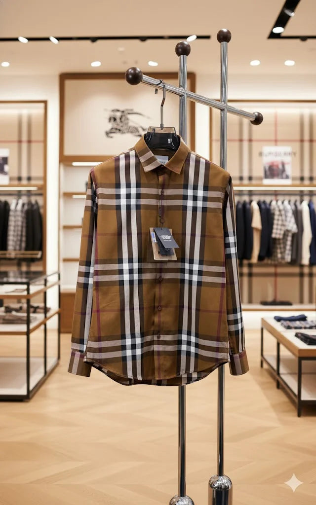 BURBERRY LONDON ||  Men’s Button-Down Shirt – Plaid Check – Slim Fit